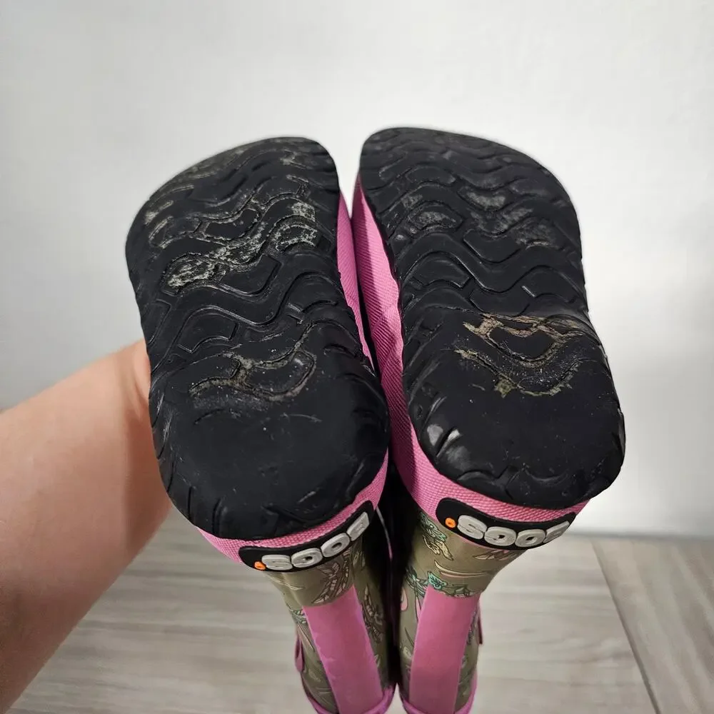 Bogs Skipper Rain Boots Gray Pink Dragonfly Little Kids US 8 Outdoor Waterproof